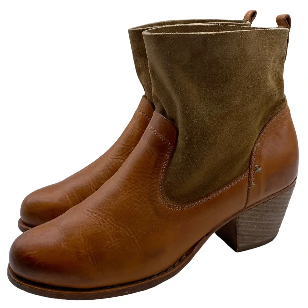 Rag & Bone Boots Mercer Camel Brown Suede Leather Ankle Heeled Pull On Size 9